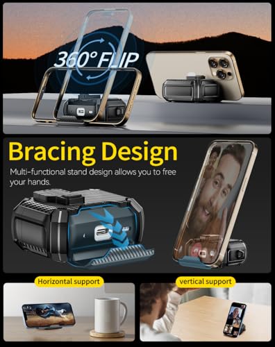 Image of Pohgelan Compatible with AirPods 4 Case Carbon Fiber Texture(Black) | Magnetic Automatic Lock with Phone Stand & Cleaning Kit,Compatible with Magsafe