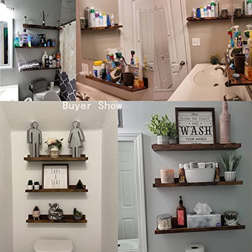 Giftgarden 24 Inch Floating Shelves Wall Mounted Set of 3, Rustic Large Wall Shelves Picture Ledge Shelf for Bedroom Living Room Bathroom Kitchen, 3 Different Sizes - Image 6