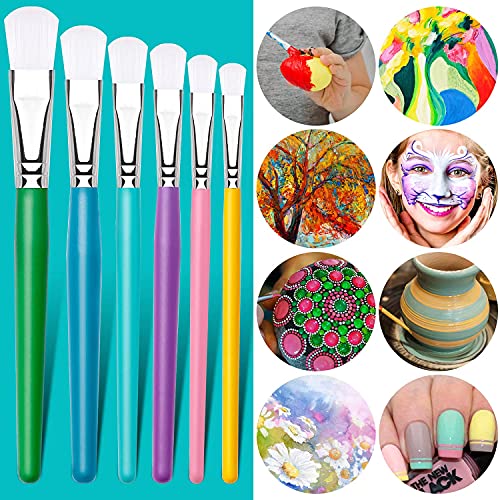 YGAOHF 6PCS Paint Brushes for Kids, Assorted Kids Paint Brushes Set, Washable Paintbrushes for Kids, Easy to Clean & Hold Small Toddler Paint Brush for Acrylic, Oil, Watercolor, Washable Paint