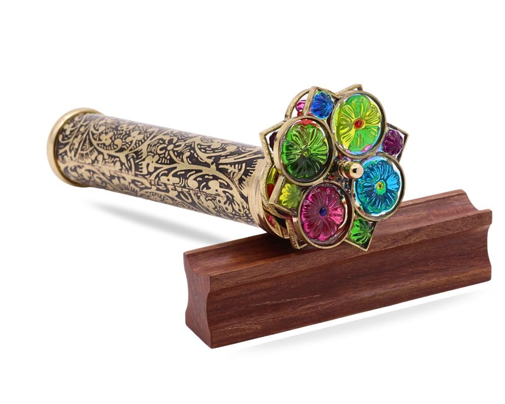ROORKEE INSTRUMENTS (INDIA) A NAUTICAL REPRODUCTION HOUSE RII Handmade Giant Trigon Flower Brass Kaleidoscope Discover The Stunning Visuals Include Hardwood Base-A Great Gift for Collector