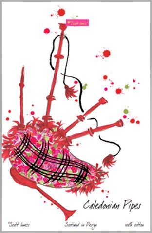 Scott Inness Caledonian Pipes Tea Towel