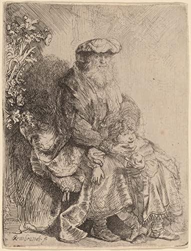 Toile Abraham caressant Isaac par Rembrandt pour sublimer le design de votre salon chic