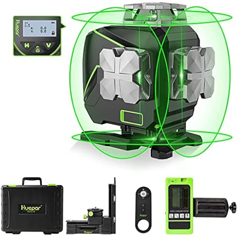 Huepar Bluetooth 4x360 Laser Level Set, LCD Green Laser Level with Pulse Mode, 16 Lines Self-Leveling Cross Line Laser Level, Triple Power Supply (S04CG-5RG) Cover