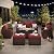 VONZOY 6 Pieces Patio Furniture Set with 44" Gas Fire Pit Table, Outdoor Sectional Conversation Sets, All-Weather Wicker Rattan Sofa w/Gas Fire Pit, Ottoman, Thick Cushion Wine Red