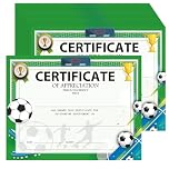 25 Pcs Soccer Team Award Certificates 8.5 x 11 Inch End of Season Soccer Certificates Youth Sports Ceremony Recognition Awards of Coach Teacher and Kids
