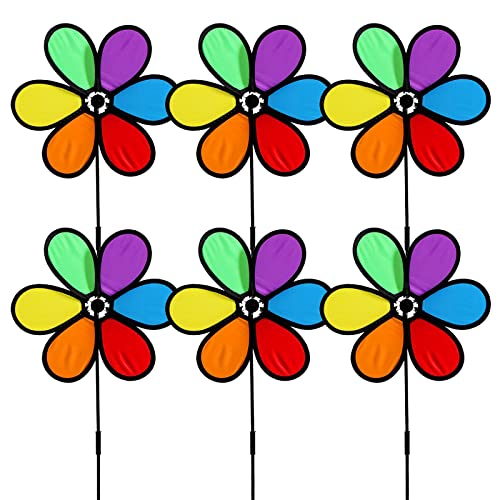 Flower Spinners Colorful Wind Spinners: 6Pcs 11 Inch Garden Wind Spinners, Pinwheels For Yard And Garden, Colorful Pinwheels, Garden Pinwheels Wind Spinners For Garden, Yard, Party Outdoor Decor #TOP22