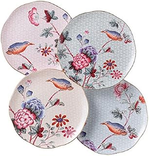 Wedgwood 5C106805131 Story Cuckoo Tea Plates 21cm Set of 4, Fine Bone China, Pink