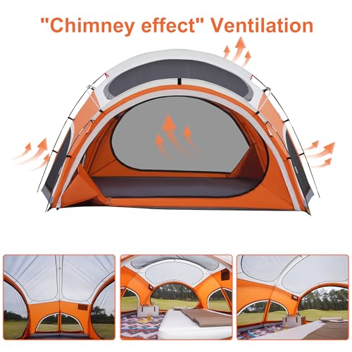 Image of Vidalido 3-4 Person Camping Tent with 2 Large Mesh Door 4 Mesh Window Family Tents, Double Layer Waterproof Portable Easy Setup Camp Tent, Canvas Dome Tents for Camping Outdoor Hiking and Backpacking