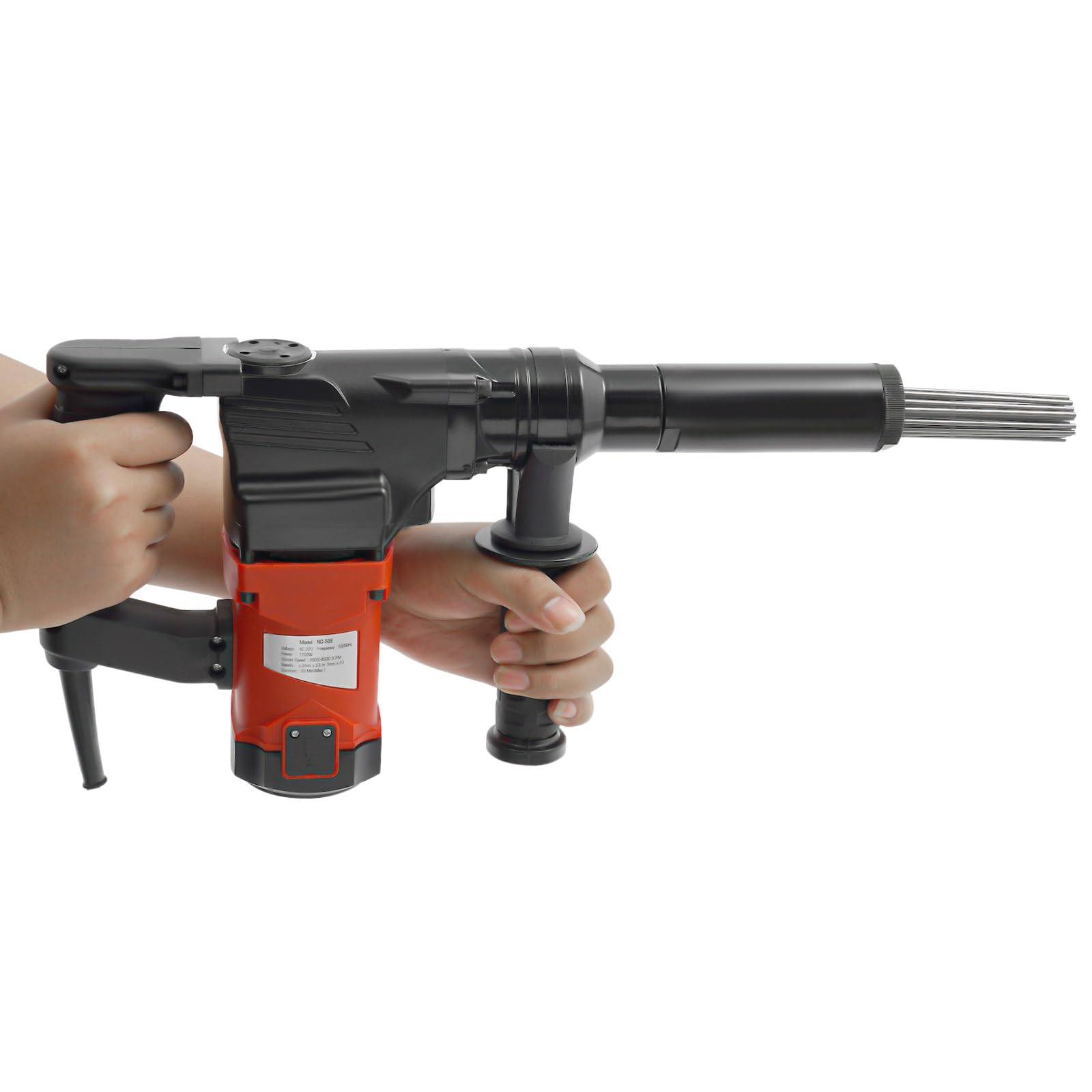 Nadelentroster Elektrisch Rost Entfernung Werkzeug, 1100W Handgerät Entrostierpistole Pistolengriff Nadel Scaler 360° drehbaren Hilfsgriff, Max Dauer 30 Min