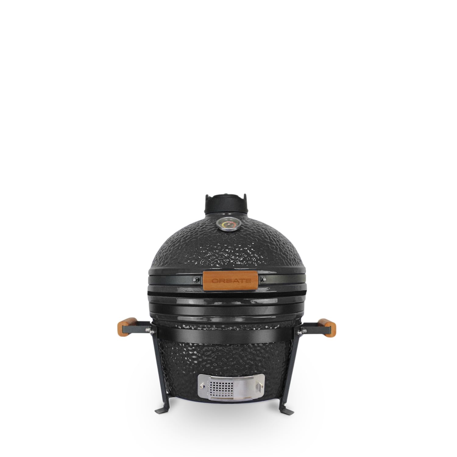 CREATE/BBQ KAMADO/Barbecue affumicatore in ceramica nero 16 pollici/Può arrostire, affumicare e cuocere, con regolatore di temperatura e due prese d’aria.