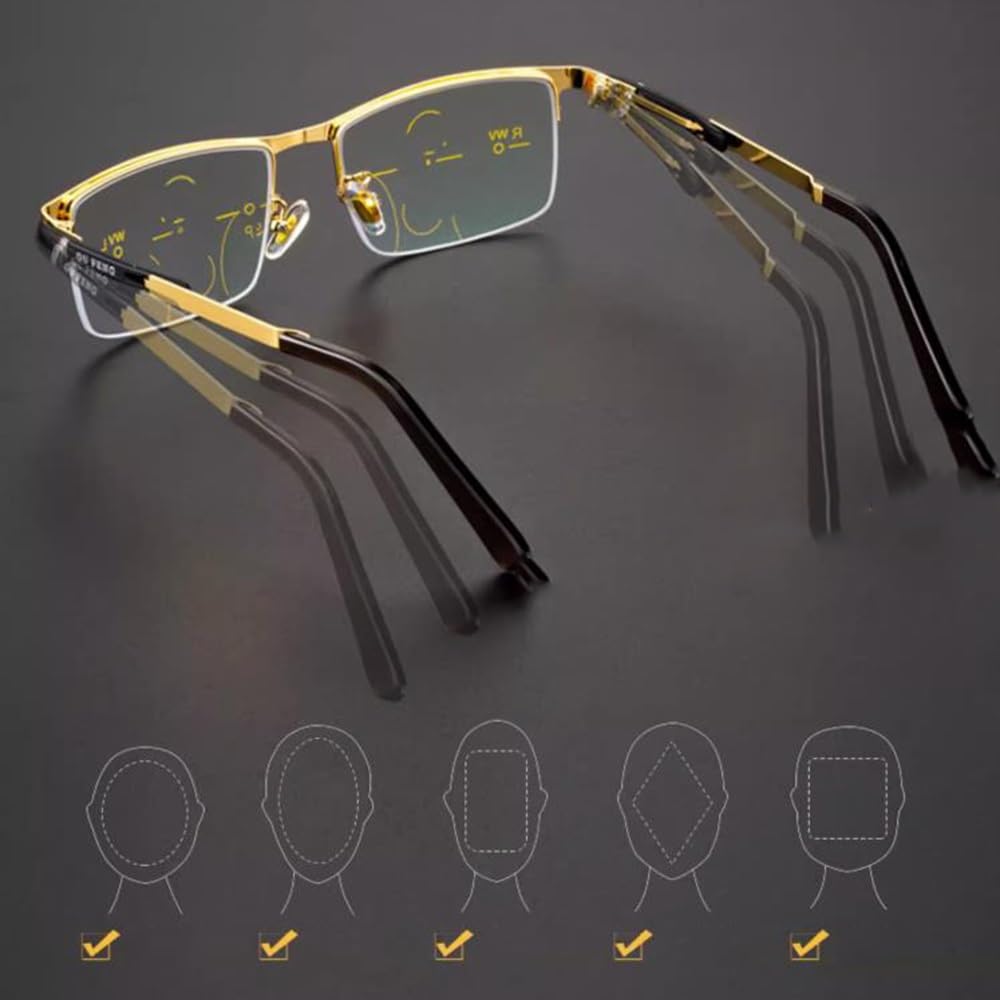 COKYIS Halbrand Lesebrillen Bifokale Lesebrille Klassische Herren Computerbrille Metallrahmen Presbyopie Leser HD Computer Leser Federscharniere (Size : +1.5)