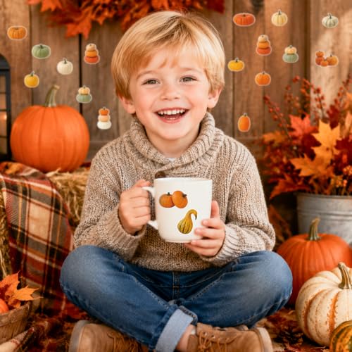 Image of Fall Pumpkin Self Adhesive Easy Peel Sticker for Laptop Scrapbook | 16 Realistic Fall Harvest Designs Waterproof Vinyl Strong Adhesion No Residue for Journals Water Bottles Water Bottle