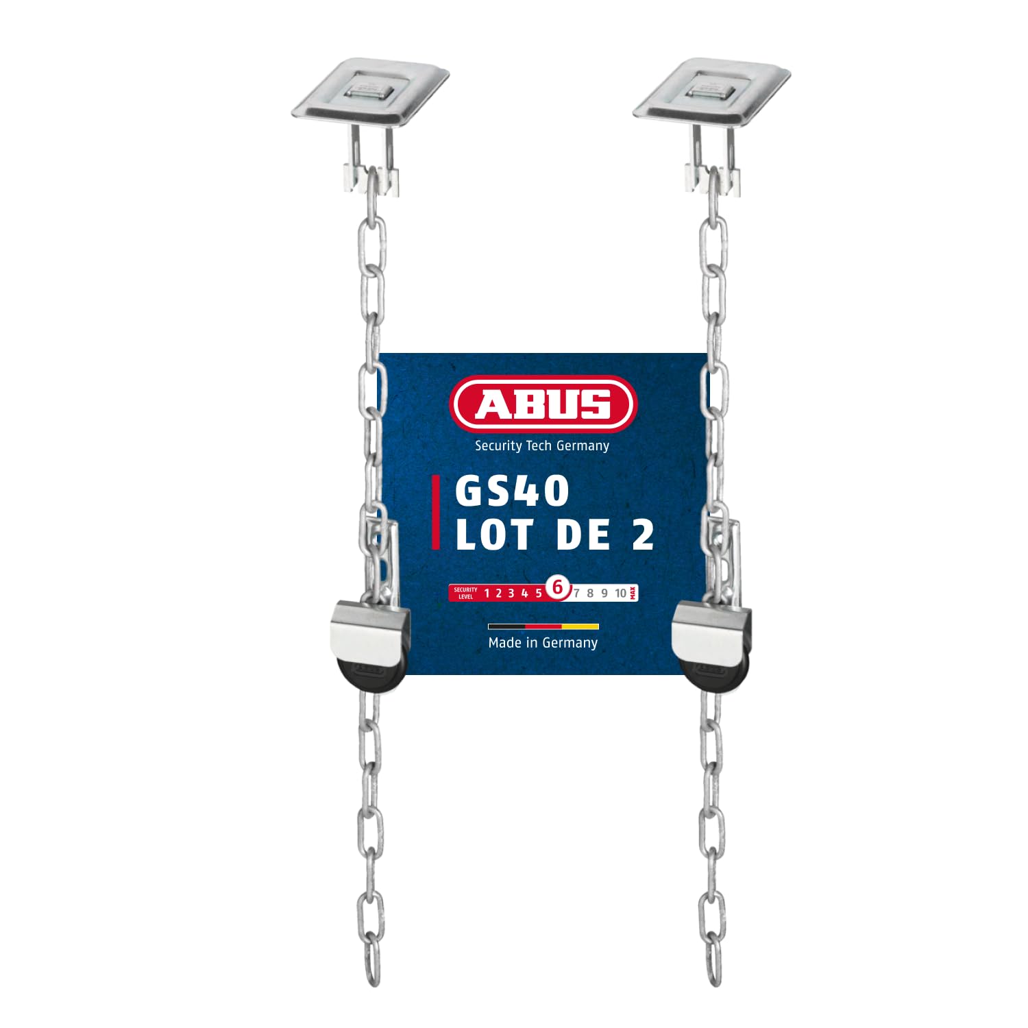 ABUS Grille de Protection GS40 - Protection Anti-effraction Grilles de Sous-sol et Lumières Plastique - avec Chaîne Variable - Niveau de Sécurité 6 -03600 - Lot de 2