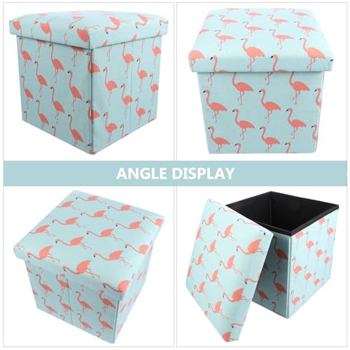 Tabouret portable pliable rangement coton et lin confortable