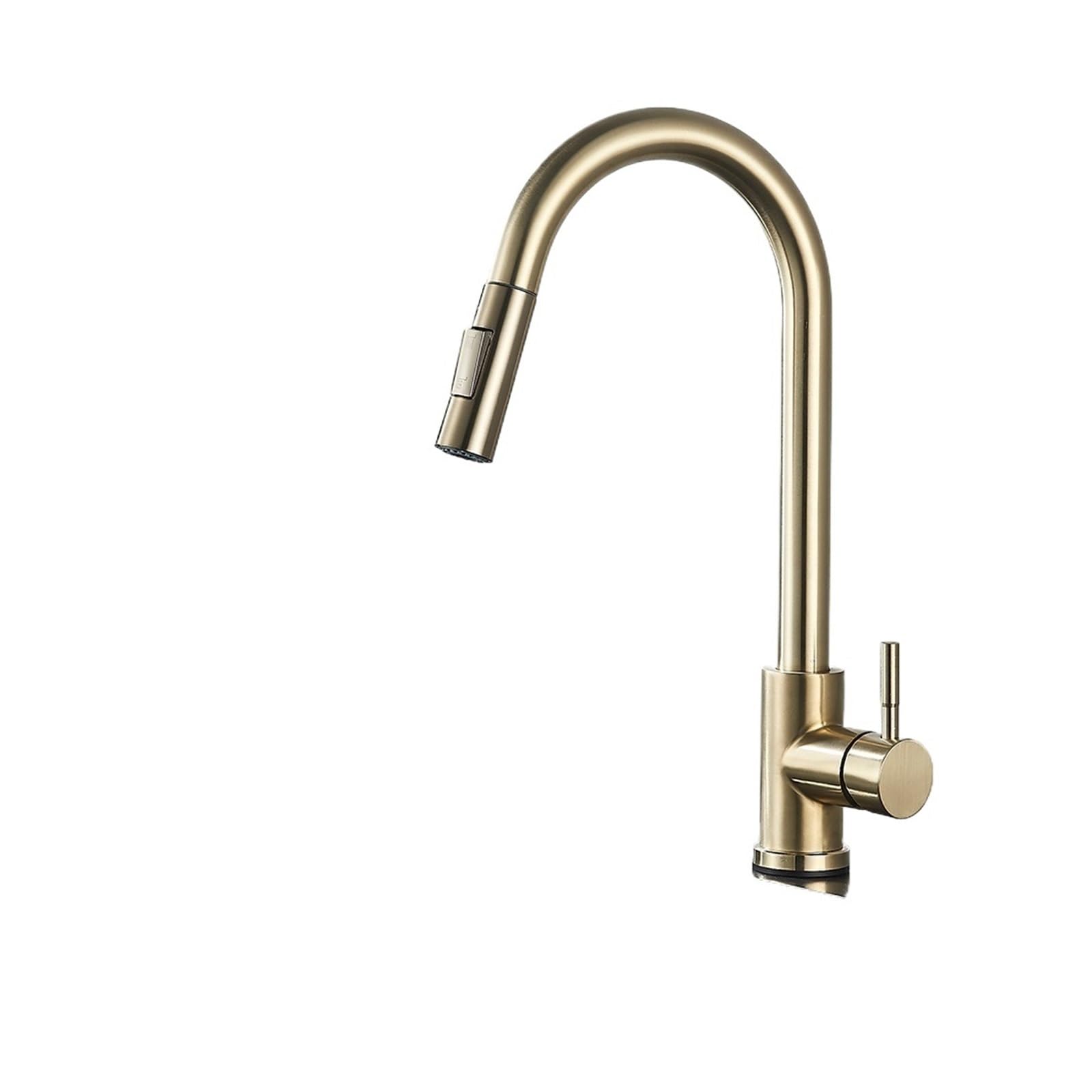 Robinet mitigeur d'évier de cuisine flexible or brossé avec tête pulvérisation chaude froide