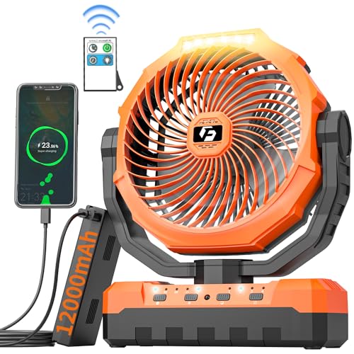 12000mAh-Camping-Fan-9-Inch-Detachable-Rechargeable-Battery-Operated-Fan-with-Light-Hook-for-Tent-Outdoor-USB-Table-Fan-with-4-Speeds-for-Picnic-BBQ-Fishing-Travel-Gifts-for-MenWomenDad