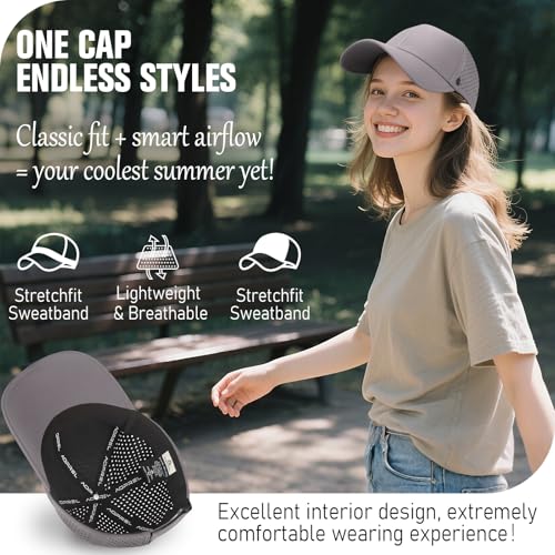 Image of AOPREL Baseball Cap Breathable Mesh Golf Hat Quick Dry Adjustable Baseball Hats for Men and Women Sport Running Workout