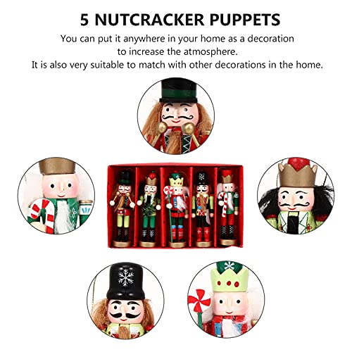 BESPORTBLE Decoração de casa, 5 peças, estatuetas de madeira, quebra-nozes com pingente para decoraç