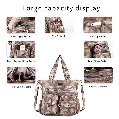 Image of Angelkiss Purses Handbags for Women PU Tote Satchel Bags for Women Pockets Shoulder Bags | PU