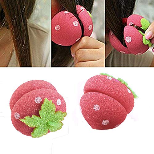 CCbeauty 18 pcs Strawberry Hair Care Foam Soft Round Sponge Balls Curlers Hair Roller Bun Tool