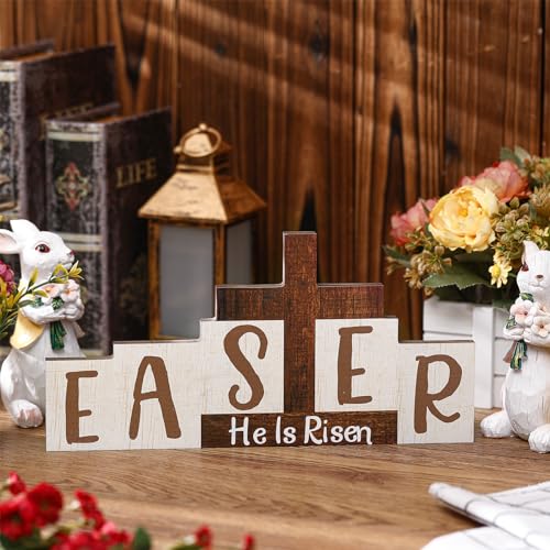 He-is-Risen-Easter-Decor-Easter-Table-Wooden-Blocks-Religious-Easter-Decoration-Jesus-Christian-Cross-Sign-Rustic-Farmhouse-Easter-Centerpiece-for-Tiered-Tray-Home-Resurrection-Scene-Decor He is Risen Easter Decor Easter Table Wooden Blocks Religious Easter Decoration Jesus Christian Cross Sign Rustic Farmhouse Easter Centerpiece for Tiered Tray Home Resurrection Scene Decor