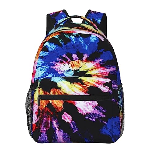 Sac à dos de voyage anti-fatigue à motif tie-dye noir unique