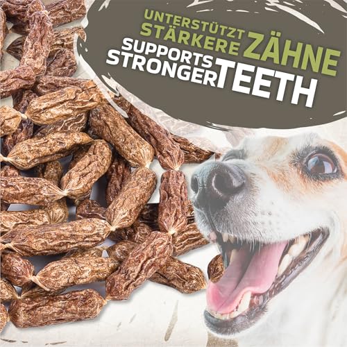 Hühnerwürstchen Hundesnacks 1kg (ca. 110-115 Stück) | Natürlich & luftgetrocknet | Getreidefrei & fettarm | Proteinreicher Kausnack für Hunde jeden Alters