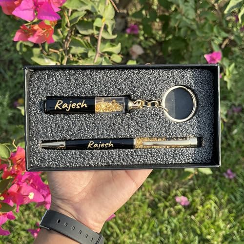 Image of Customized Pen & Keychain Gifts with Name Engraving | Personalized Pen for Gifting | Gift Set for Men & Women, Corporate Gift Set, Personalized Pen and Keychain