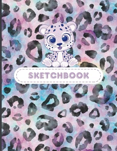 Cute Leopard Cover Children's Large Sketchbook: Blank High-Quality Paper, Perfect for Drawing, Doodling, Sketching, Creativity, and Encouraging Imagination. Perfect Gift for Kids and Teens. 110 pages image 2
