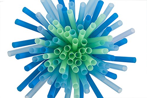 Pitillos desechables flexibles 100 unidades azul y verde miniatura 2