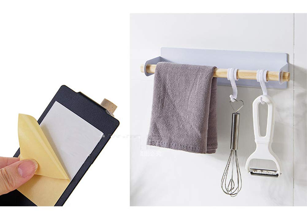 MRKU Portarrollos de Papel de Cocina, Ligero, Autoadhesivo, Duradero, multifunción, sin Perforaciones, para Montaje en Pared, Color Negro, 1 Unidad, Color Blanco