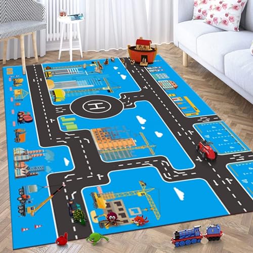 カーペット ラグ 道路 キッズ プレイマット ロードマップ 106*160cm キッズ マット 子供部屋 肌触り 洗える 地図マップ 赤ちゃん 知育玩具 ベビー 知育 フロアマット 滑り止め 家の装飾 お部屋 ビーチ カラー 大きいサイズ 公園 野外 オー