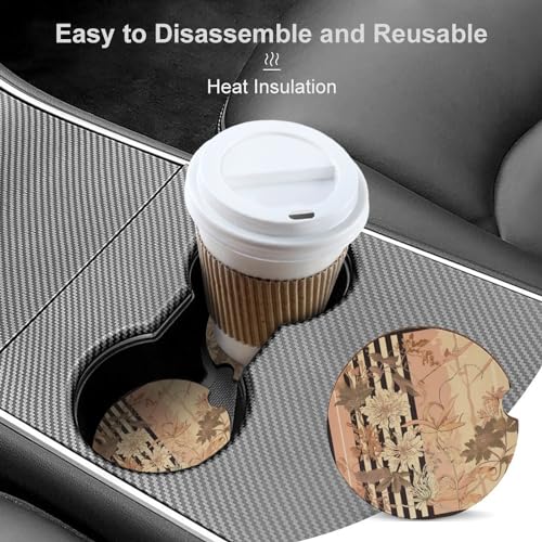 Portavasos para carro de madera con diseño floral y rayas 2 piezas miniatura 4