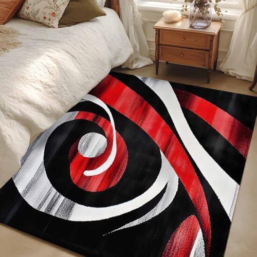 Tapete decorativo rojo negro 2.7x5 pies miniatura 5