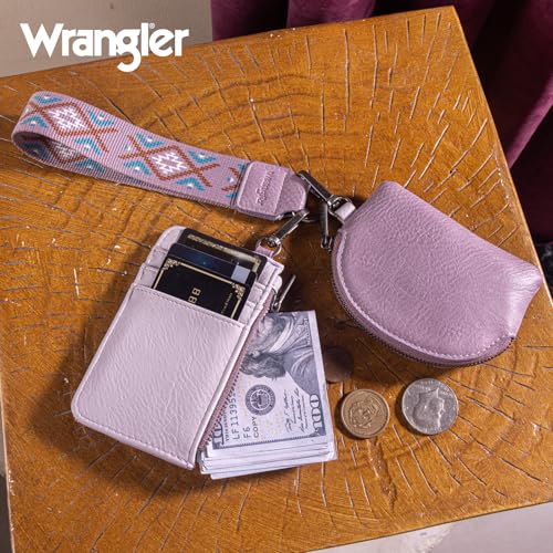 Image of Wrangler Western Keychain Wristlet Wallets for Women Retro Dual Pouch Wristlet Credit Card Holder Wallet with Zipper Pocket WG2214-W0051PP