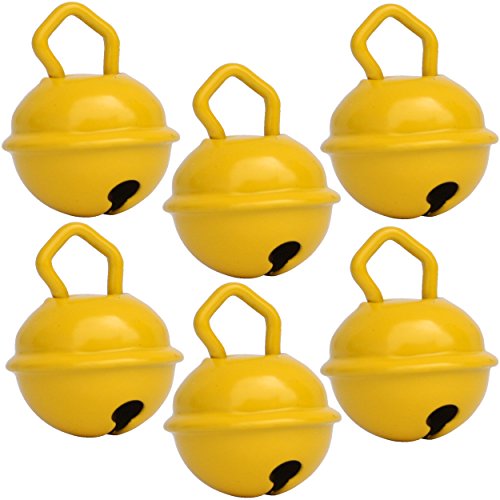 Cascabeles Amarillos Pequeños (15mm x6 Campanillas de Bronce Musicales Sonoros) - 16 Colores MUSIKID (Bebe Niños) Para Manualidades Navidad Boda Sonajeros Muñeca Perros Pesca Carnaval Gatos Llavero