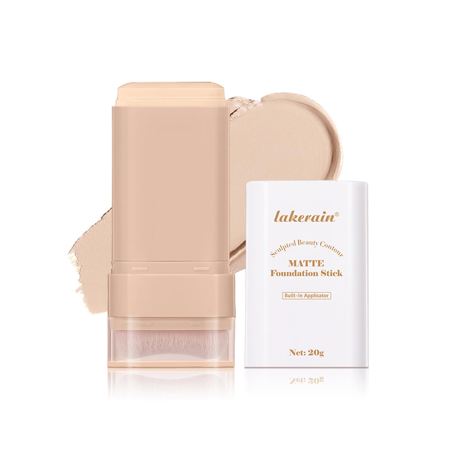 Matte Foundation Stick with Brush, Waterproof & Long-Lasting Cream Foundation, Hydrating Tinted Moisturiser