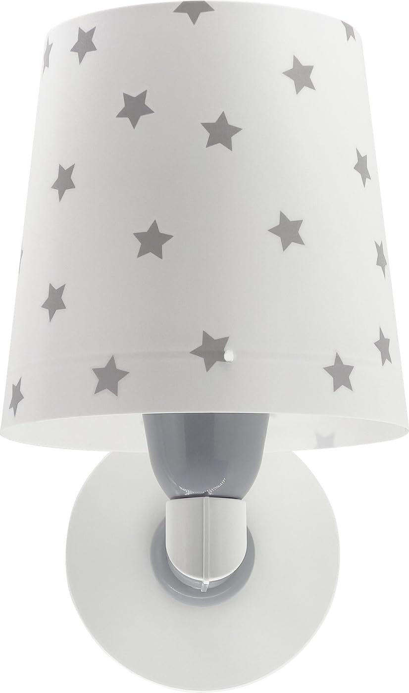 Dalber Lámpara Aplique Pared Infantil Estrellas Blanco 82219B E27 | Lámpara aplique de pared con instalación directa a la corriente o mediante cable con interruptor incluido.