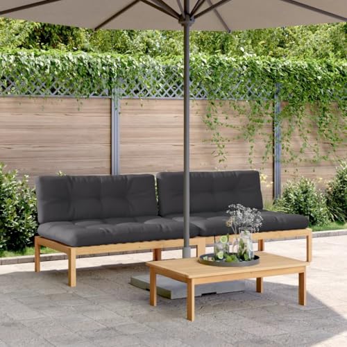 TerTide Sofa Terraza Exterior, Muebles Jardín Madera, Sofas Exteriores de Jardin, Conjunto Jardín de Madera, Sofás centrales de palets jardín y Cojines 2 uds Madera Acacia