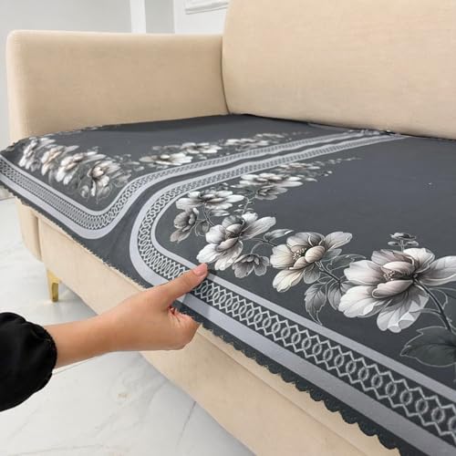 Image of Homerz Premium 'Luxe Series' Holland Velvet Sofa Cover | Smooth Finish | Anti-Skid Fleece Backing | Soft Touch Couch Protector for Living Room (Grey, 3 Seater, Only Seat Cover)