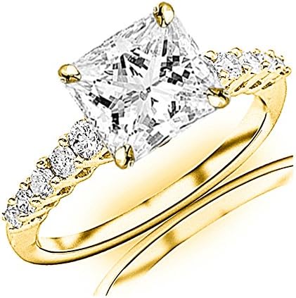 1.2 Carat t.w. GIA Certified Princess Cut 14K White Gold Classic Prong Set Side Stone Diamond Engagement Ring (J-K Color SI1-SI2 Clarity)