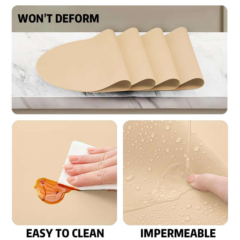 Tovagliette Silicone Impermeabili e Antiscivolo Siliconty, Set di 4 Ovali Termoisolanti, Tovagliette Colazione, Termoisolanti e Facili da Pulire, 43x30 cm (Bright Yellow 4 pcs)