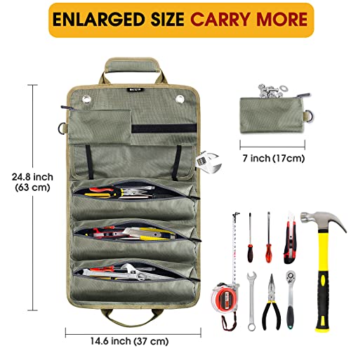 Anttctig Tool Bags, (Upgraded Version) Heavy Duty Roll Up Tool Bag Organizer And Storage With 3 Detachable Tool Pouch+1 Wrench Organizer+2 Small Pockets, Tool Roll With Adjustable Shoulder Strap #TOP1