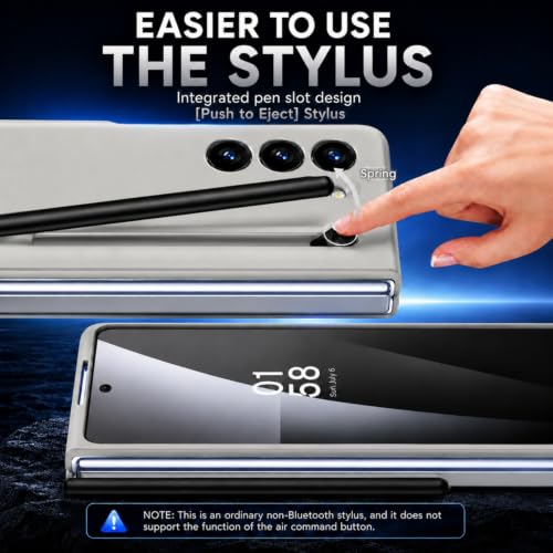 Image of TechTrendz PC Ultra Slim Premium Case for Samsung Galaxy Z Fold 7 Case with Built in Screen Protector with Compact S Pen Holder & Storage Slot,Protective Phone Case for Z Fold 7 Back Cover-Light Grey