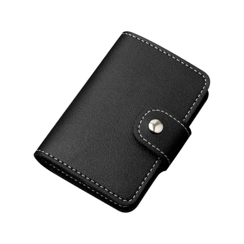 Leather Card Holder with RFID Blocking, 7.5cm Compact Wallet with Plastic Insert Sleeves for Credit Debit ID and Business Cards