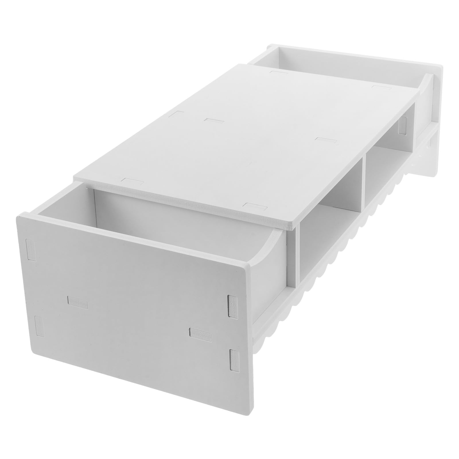 Étagère de Bureau PVC Blanche pour Écran, Rehausseur Tiroir