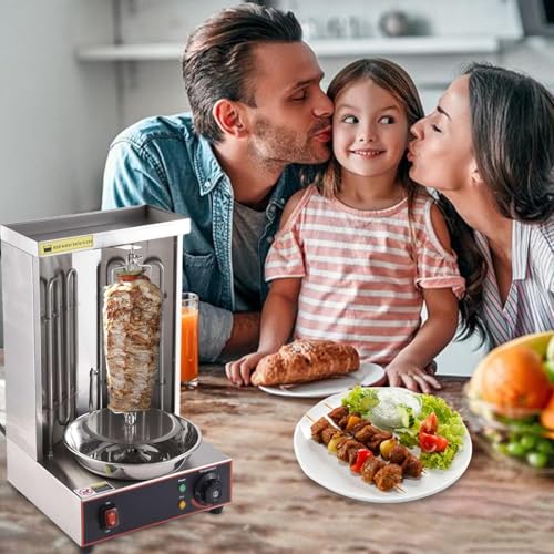 Shawarma Grill Machine,Home Electric Vertical Rotisserie with Stainless Steel Drain Pan and Temperature Control Switchs,Countertop Rotating Kebab Oven Rotisserie Gyro Machine,11.61 * 10.43 * 19.09 In