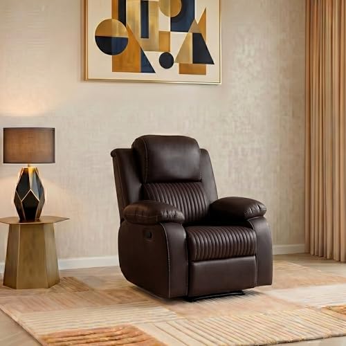 Image of Seventh Heaven Miami 1 Seater Recliner | Single Sofa Chair for Living Room Comfort | Ergonomic Design (Leatherette - Brown)