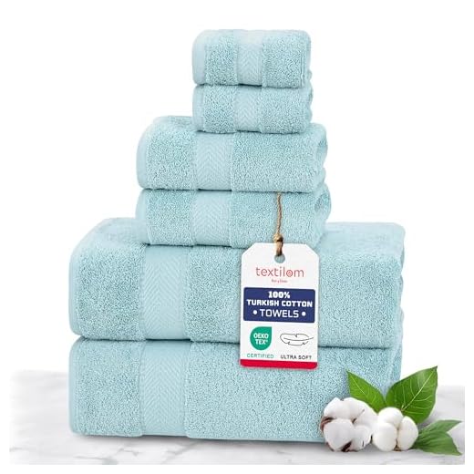 TEXTILOM 100% Turkish Cotton 6 Pcs Bath Towel Set, Luxury Bath Towels for Bathroom, Soft & Absorbent Bathroom Towels Set (2 Bath Towels, 2 Hand Towels, 2 Washcloths)- Aqua