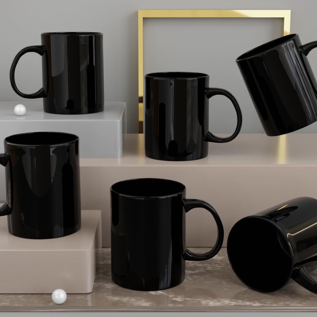 The Earth Store Black Pipe Coffee Mug Set of 6 Ceramic Mugs to Gift to Best Friend, Tea Mugs, Microwave Safe Coffee Mugs, Ceramic Tea Cups (350 ml Each, Black) (B09CV4S4QV) Amazon Price History, Amazon Price Tracker